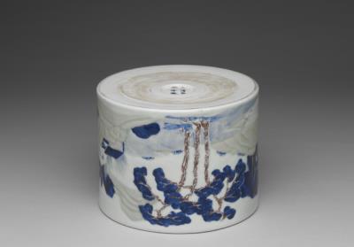 图片[2]-Brush holder with polychrome landscape, Qing dynasty, Kangxi reign, 1662-1722-China Archive